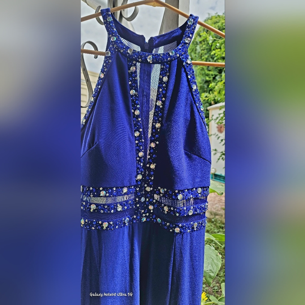 Morgan & Co. Royal Blue Beaded Ball Gown Size 7